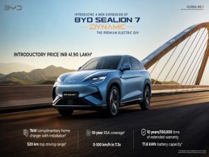 BYD India introduces the Dynamic variant, a New Expression of SEALION 7,at an introductory price of ₹ 41.90 Lakh